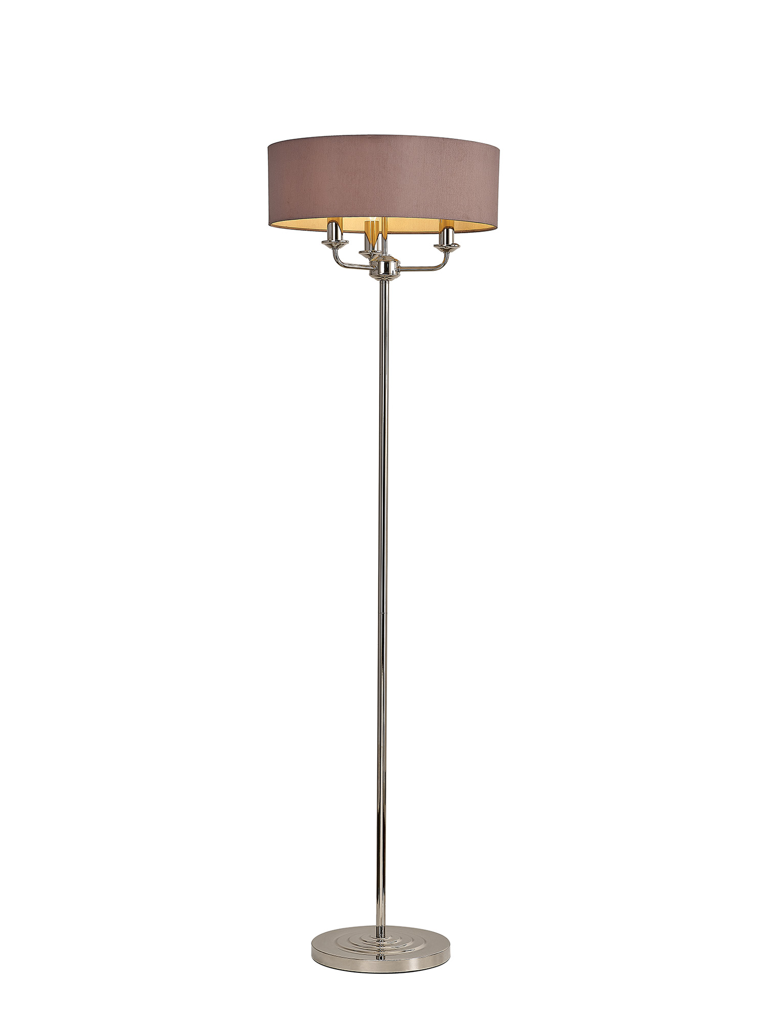 DK0886  Banyan 45cm 3 Light Floor Lamp Polished Nickel; Taupe